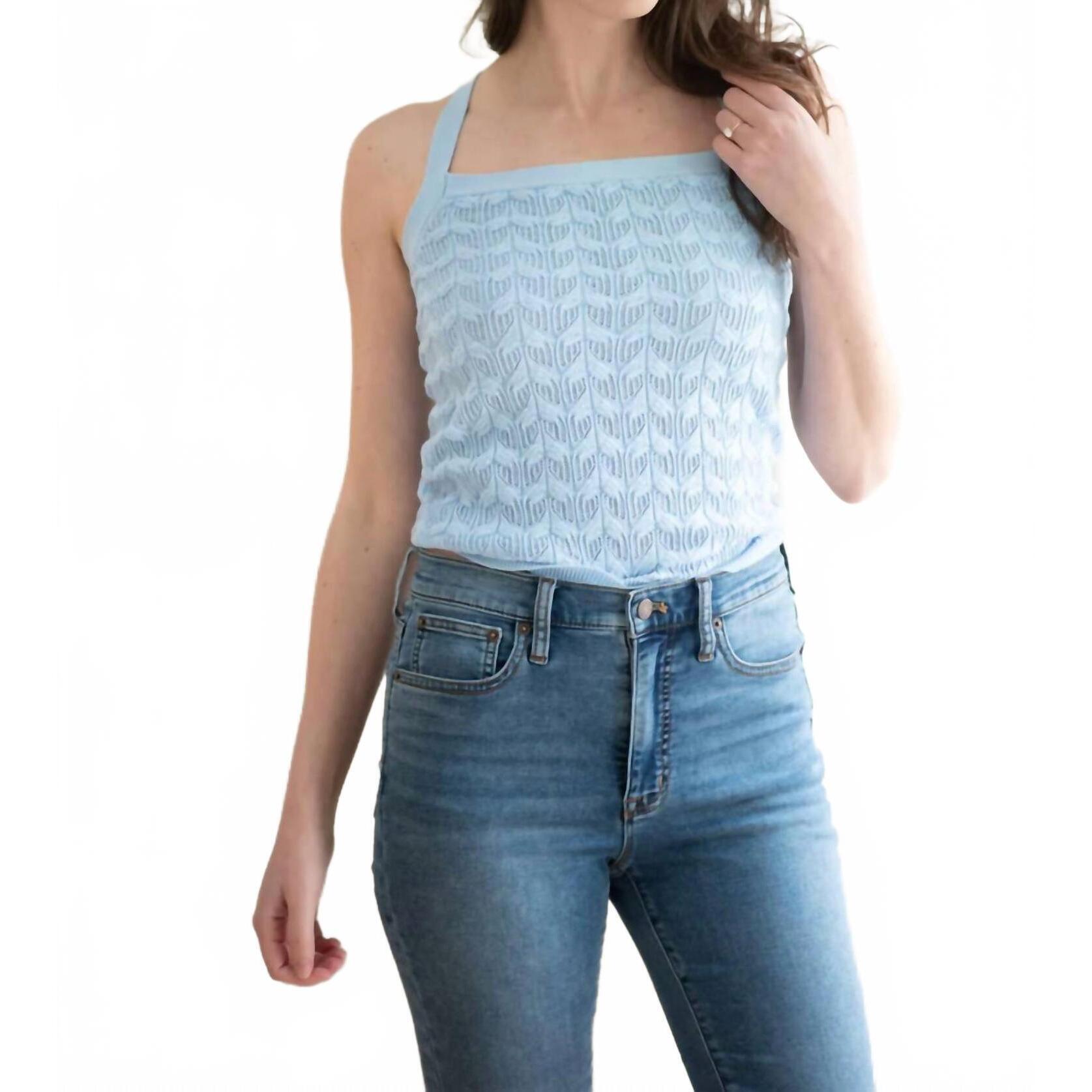 New Burgess Sweaters Monica Knit Tank In Blue Flax